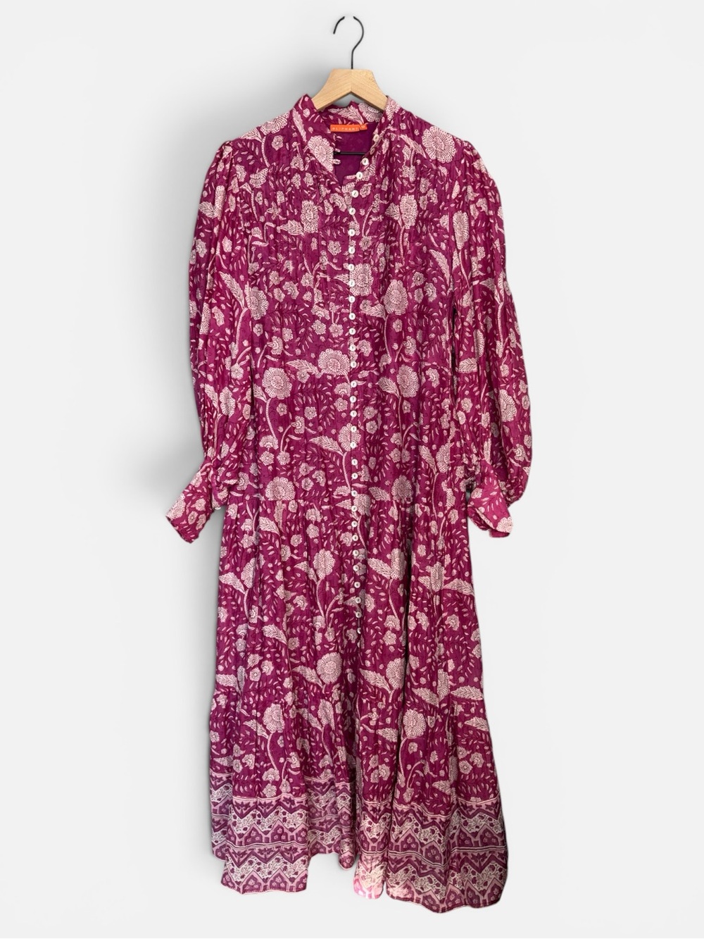 Oliphant Mulberry High Neck Button Maxi Dress Size Medium